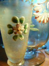 Carafe / verres soufflés peints main/ poli 1930