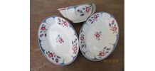 Saucière et 2 petits plats Sarreguemines/Digoin modèle Ninet
