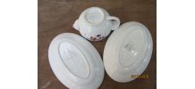Saucière et 2 petits plats Sarreguemines/Digoin modèle Ninet