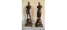 Statue sculpture couple "paysan" en cuivre 