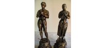 Statue sculpture couple "paysan" en cuivre 