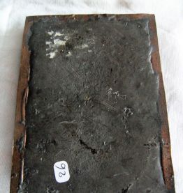 Ancienne plaque bronze support bénitier "madeleine