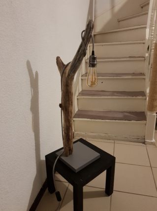 Lampe bois flotté 