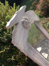 Ancien miroir en bois peint vintage années 50-60