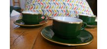 3 tasses et sous-tasses  Porcelaine Alpico Flora 