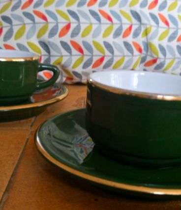 3 tasses et sous-tasses  Porcelaine Alpico Flora 