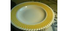  6 assiettes creuses "FB 16" jaunes relief Digouin