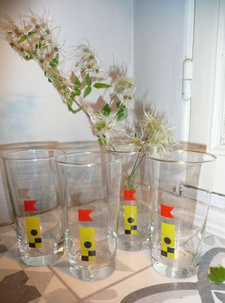 4 verres Mobil à jus de fruits liseret doré 70/80