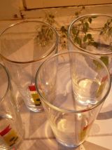 4 verres Mobil à jus de fruits liseret doré 70/80