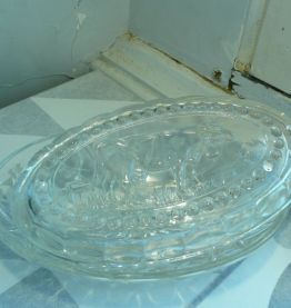 Beurrier verre oval vache relief