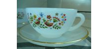Service Arcopal tasses et soucoupes blanc