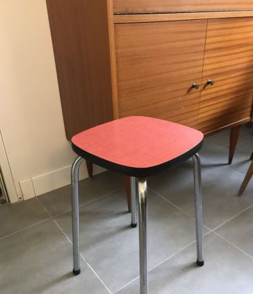 Tabouret Vintage Formica Rouge