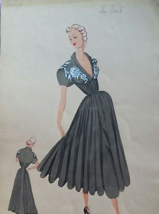 Croquis Mode 1950 série de robes 