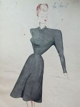 Croquis Mode 1950 série de robes 