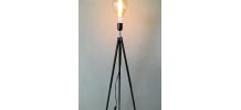 lampadaire s/ancien trépied photo métal_ampoule globe