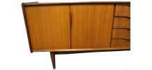 Longue Enfilade vintage scandinave en teck 1950's - 2m40