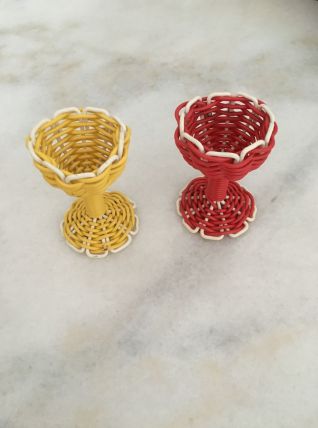 2 coquetiers scoubidou rouges