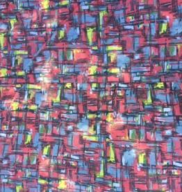 50/60's Tissu imprimé rouge gris noir FORMES LIBRES Design