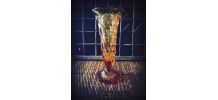 Art déco - soliflore - vase en verre ambré moulé
