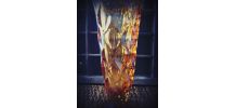 Art déco - soliflore - vase en verre ambré moulé
