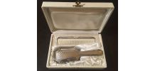 Coffret naissance brosse et peigne métal argenté 