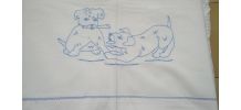 Drap Bébé brodé main motif chien