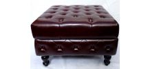 Repose-pied Vintage aspect Cuir Marron