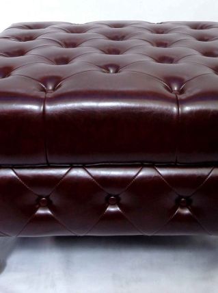 Repose-pied Vintage aspect Cuir Marron