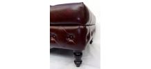 Repose-pied Vintage aspect Cuir Marron