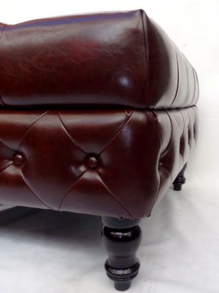 Repose-pied Vintage aspect Cuir Marron