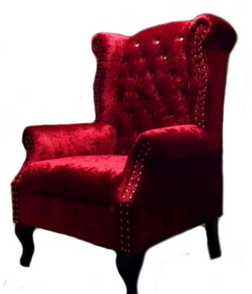 Fauteuil Chesterfield Vintage aspect Velours rouge