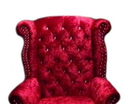 Fauteuil Chesterfield Vintage aspect Velours rouge