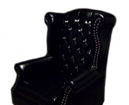 Fauteuil Chesterfield Vintage aspect Cuir noir