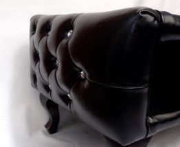 Table Basse Chesterfield Vintage aspect Cuir noir