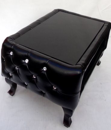 Table Basse Chesterfield Vintage aspect Cuir noir
