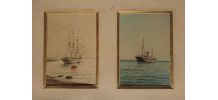 Deux aquarelles marines signées