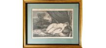 Gravure XVIIIe d'Antoine Louis Romanet "Le Sommeil"