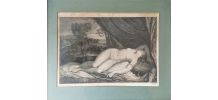 Gravure XVIIIe d'Antoine Louis Romanet "Le Sommeil"