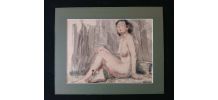 Aquarelle signée Félicie Engrand - Nu féminin assis