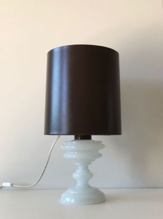 Lampe art déco verre opaline blanche