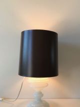 Lampe art déco verre opaline blanche