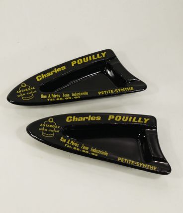 Paire de cendriers publicitaires