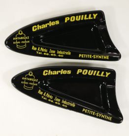 Paire de cendriers publicitaires