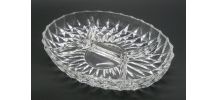 Plat en verre ovale à compartiments, année 70