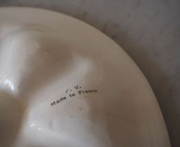 Lot de 6 assiettes à huîtres, motif poisson blanc/rouge