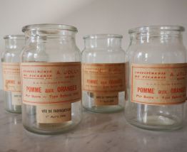 Lot de 4 pots à confiture en verre lisse épais soufflé