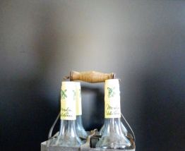 CASIER ZINC ET BOIS POUR  4 BOUTEILLES