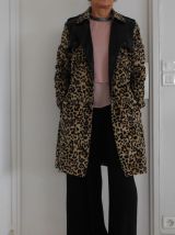 Manteau trench vintage léopard