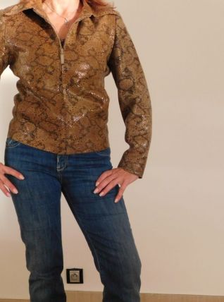Blouson en cuir python 