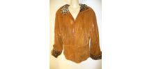 Veste Parka en cuir peau camel